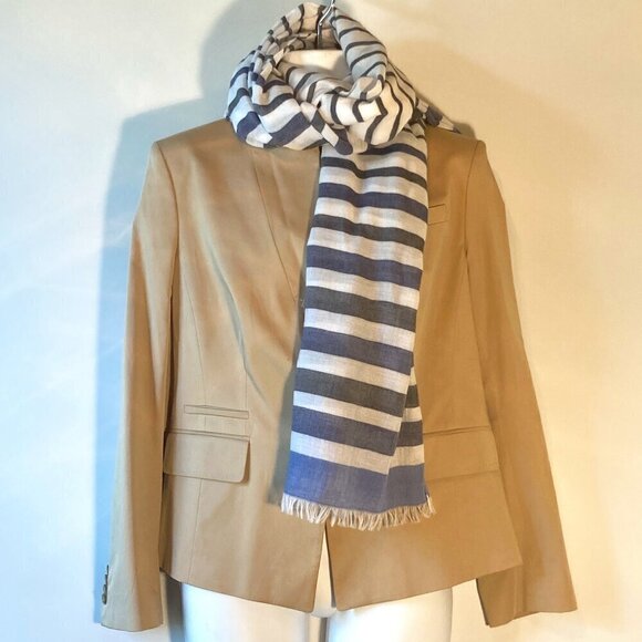 Blue & White stripe semi sheer 32x81 scarf or wrap nautical beachy resort denim - Picture 1 of 6